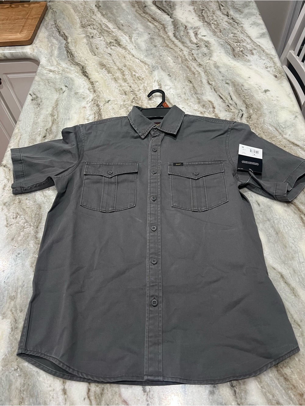 Men's Lee Short-Sleeve Work Shirt - Charcoal Gray